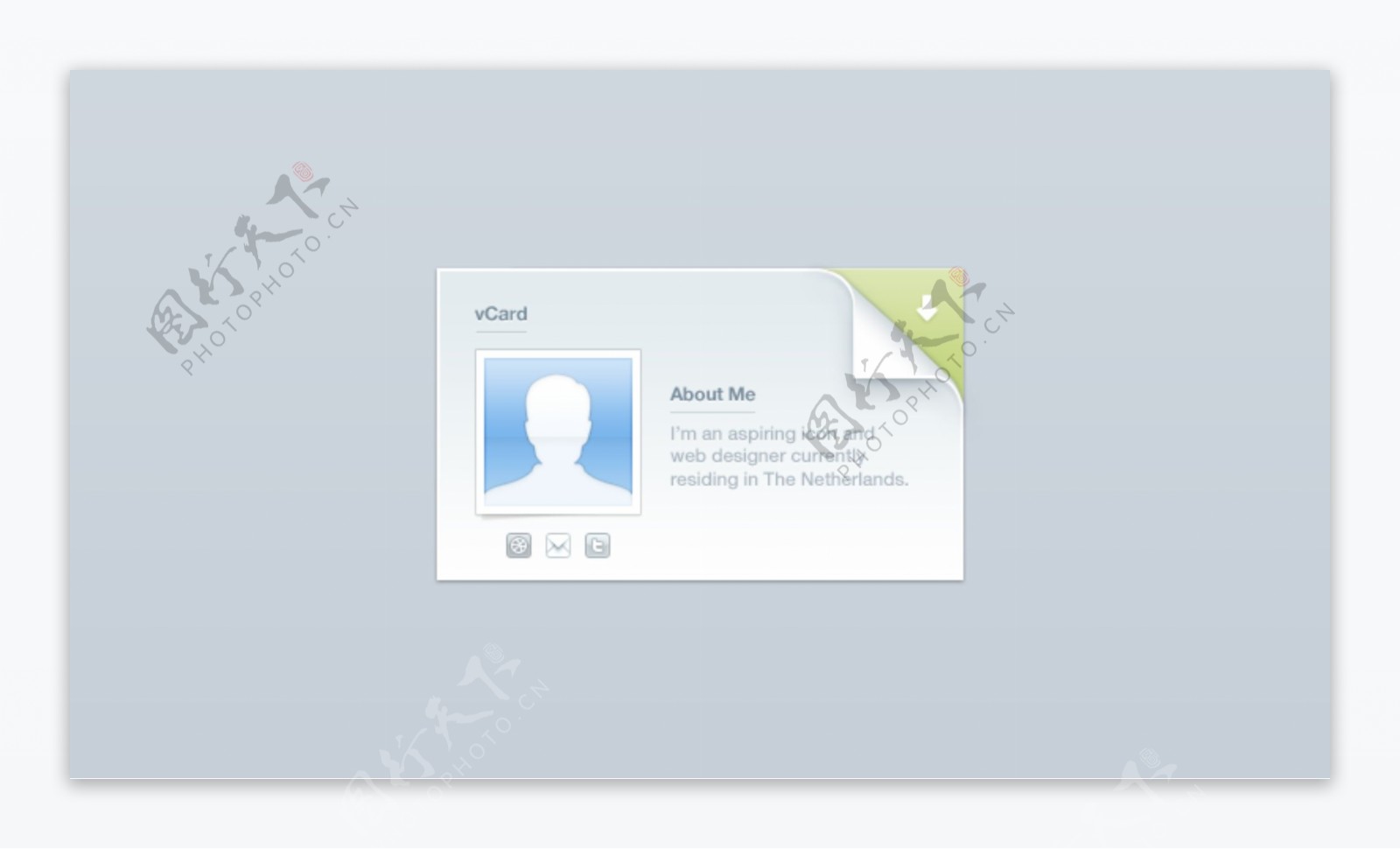 干净的灰色电子名片文件微型网站PSD