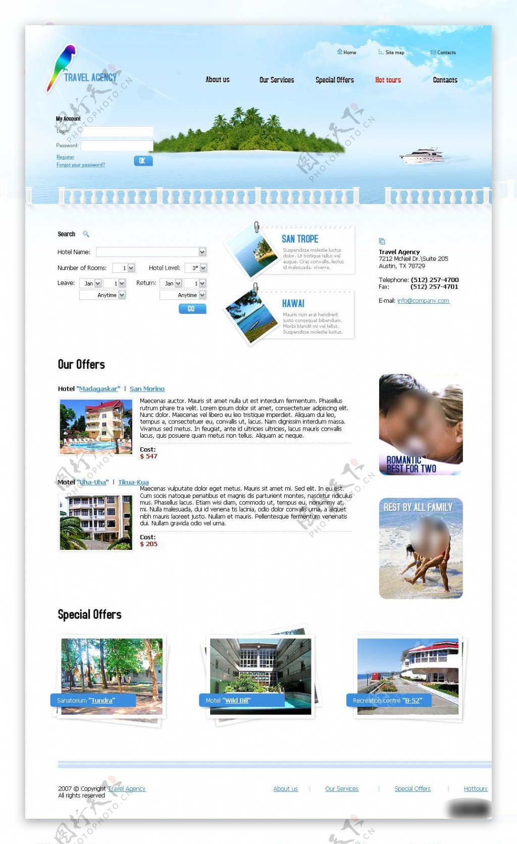 休闲旅游网页模板