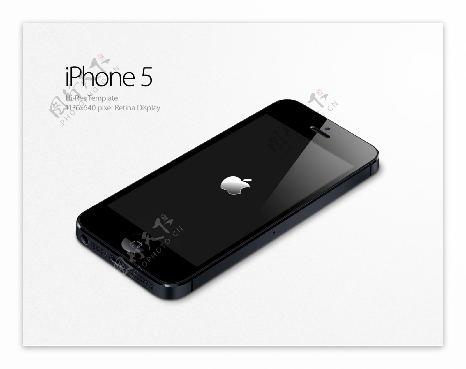 闪亮的黑色iPhone5样机设计PSD