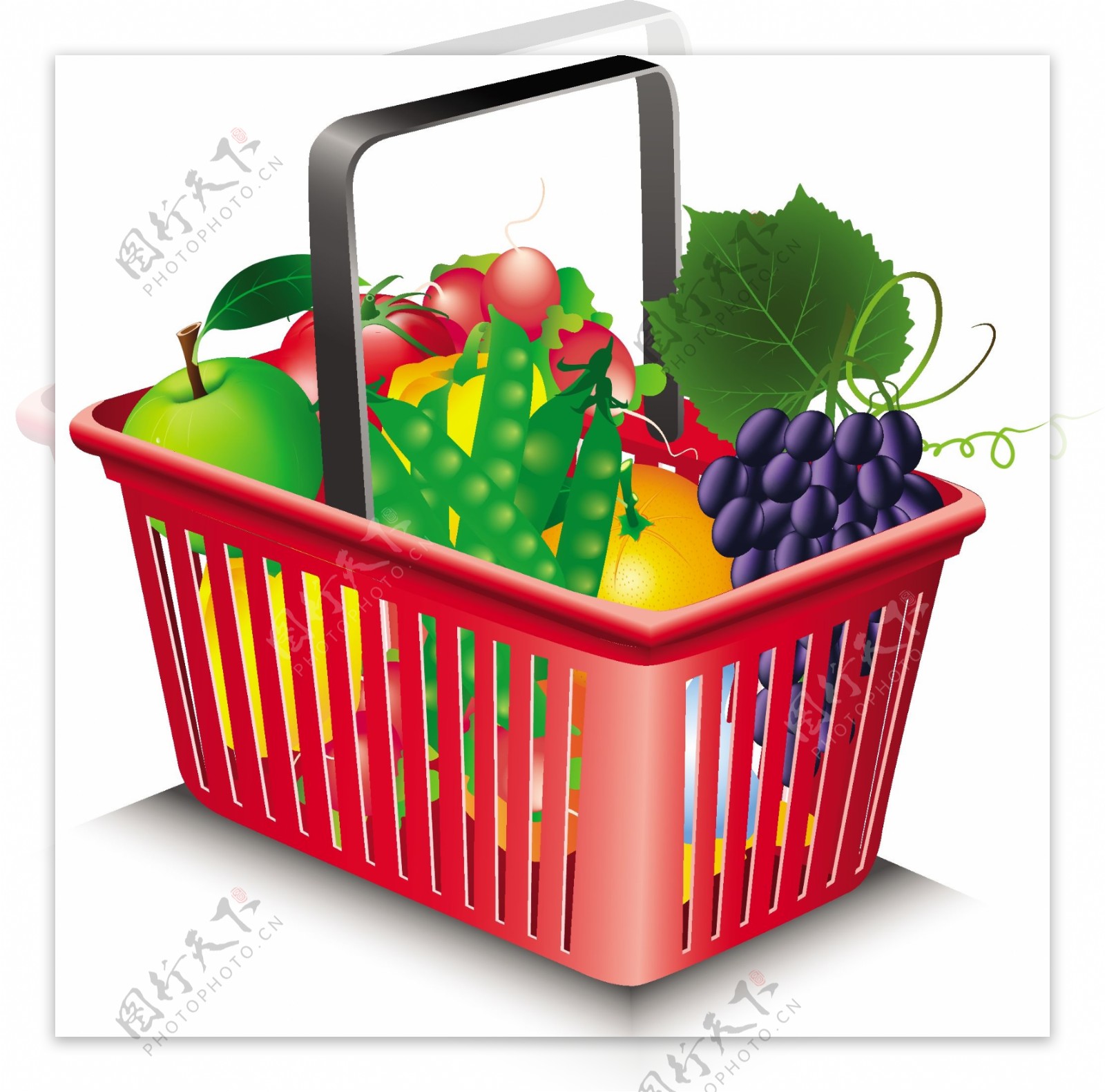 蔬果和购物筐02矢量素材