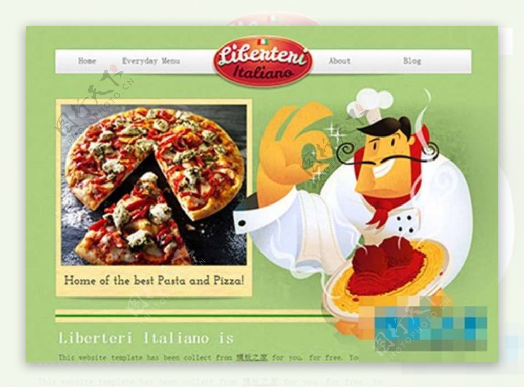 绿色漂亮的pizza食品企业css模板