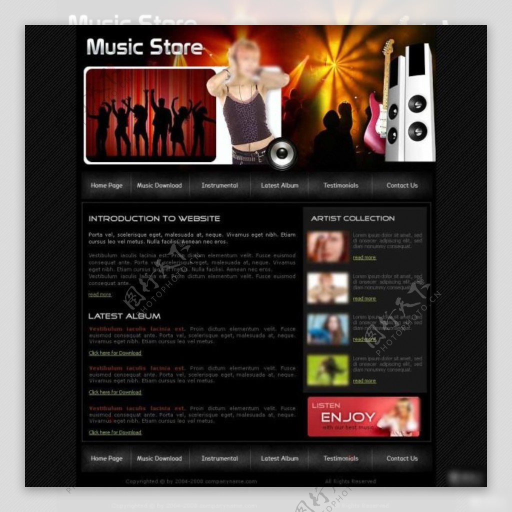 个性舞会音乐网页模板