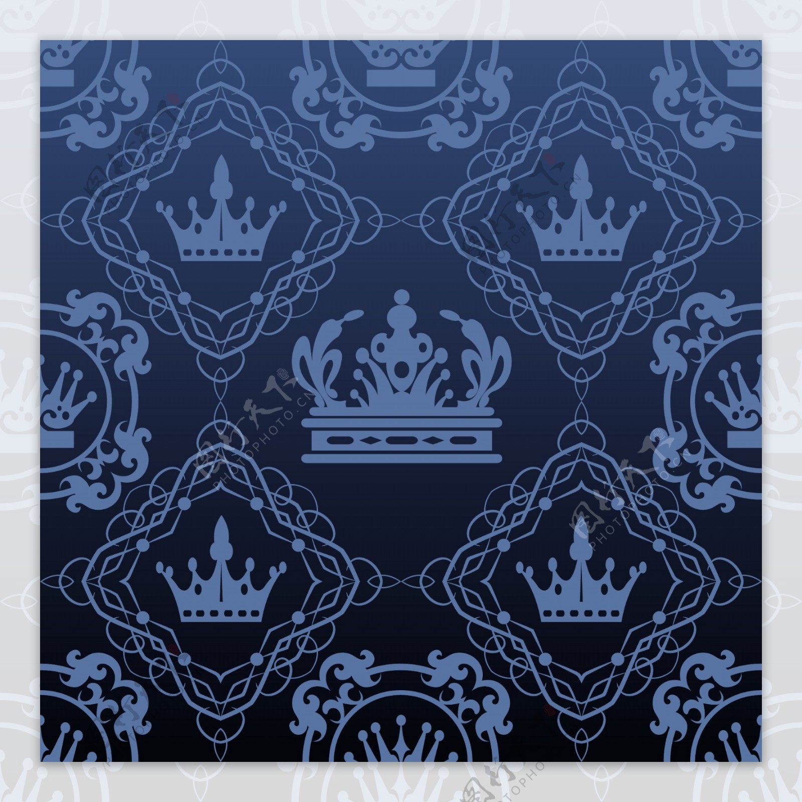 蓝色皇冠无缝背景矢量素材