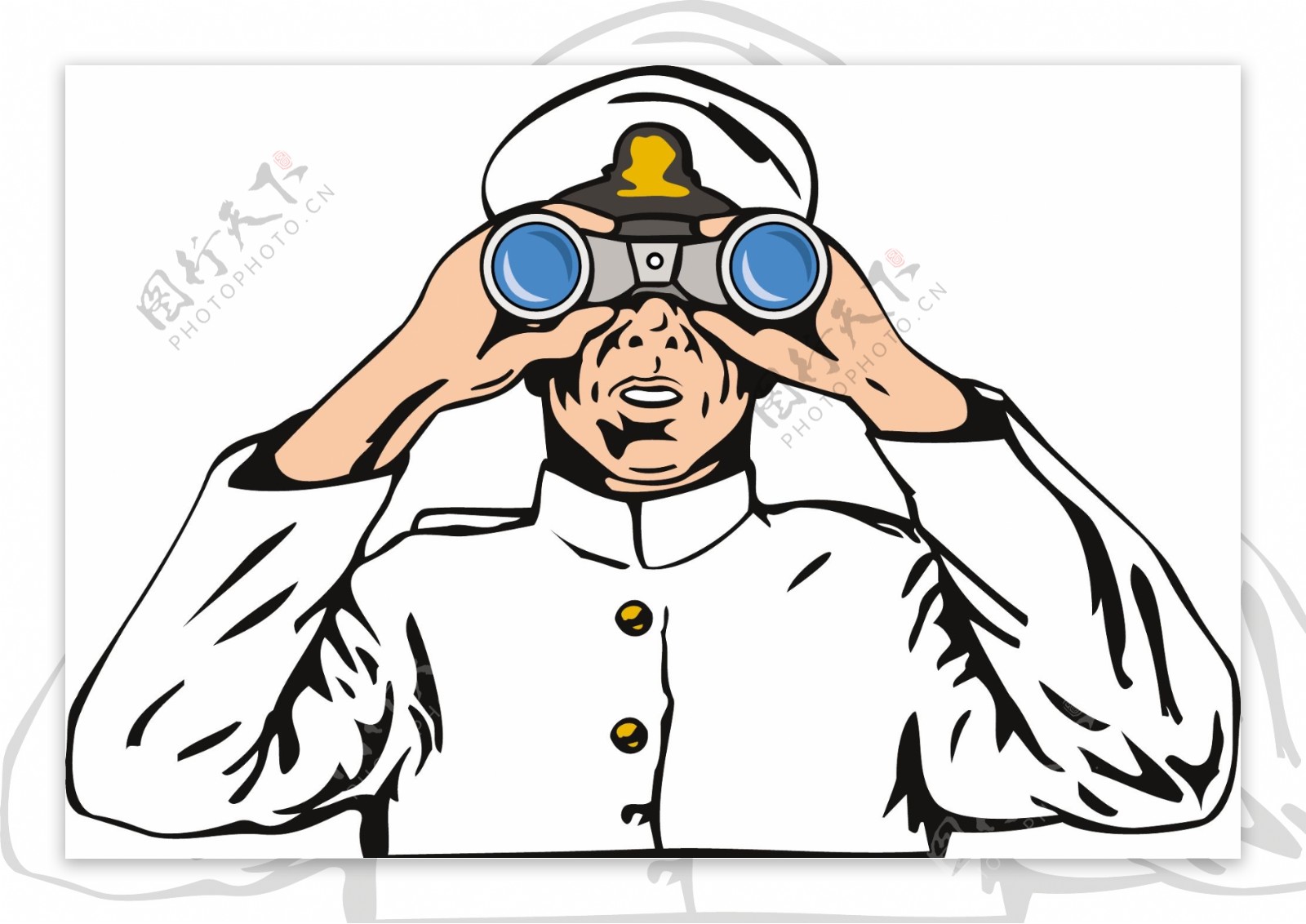 海军上尉的水手用双筒望远镜