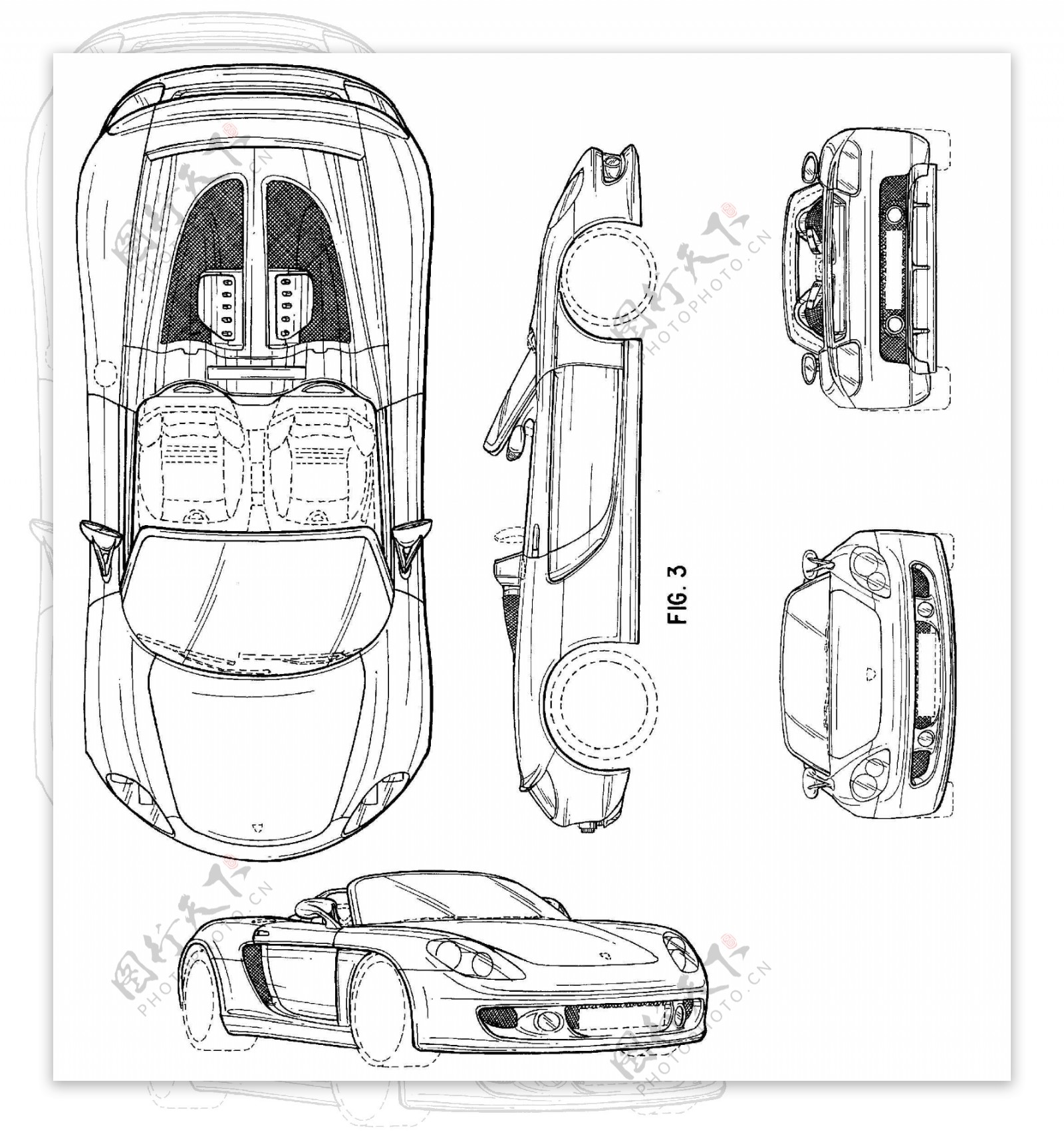 汽车三视图图片