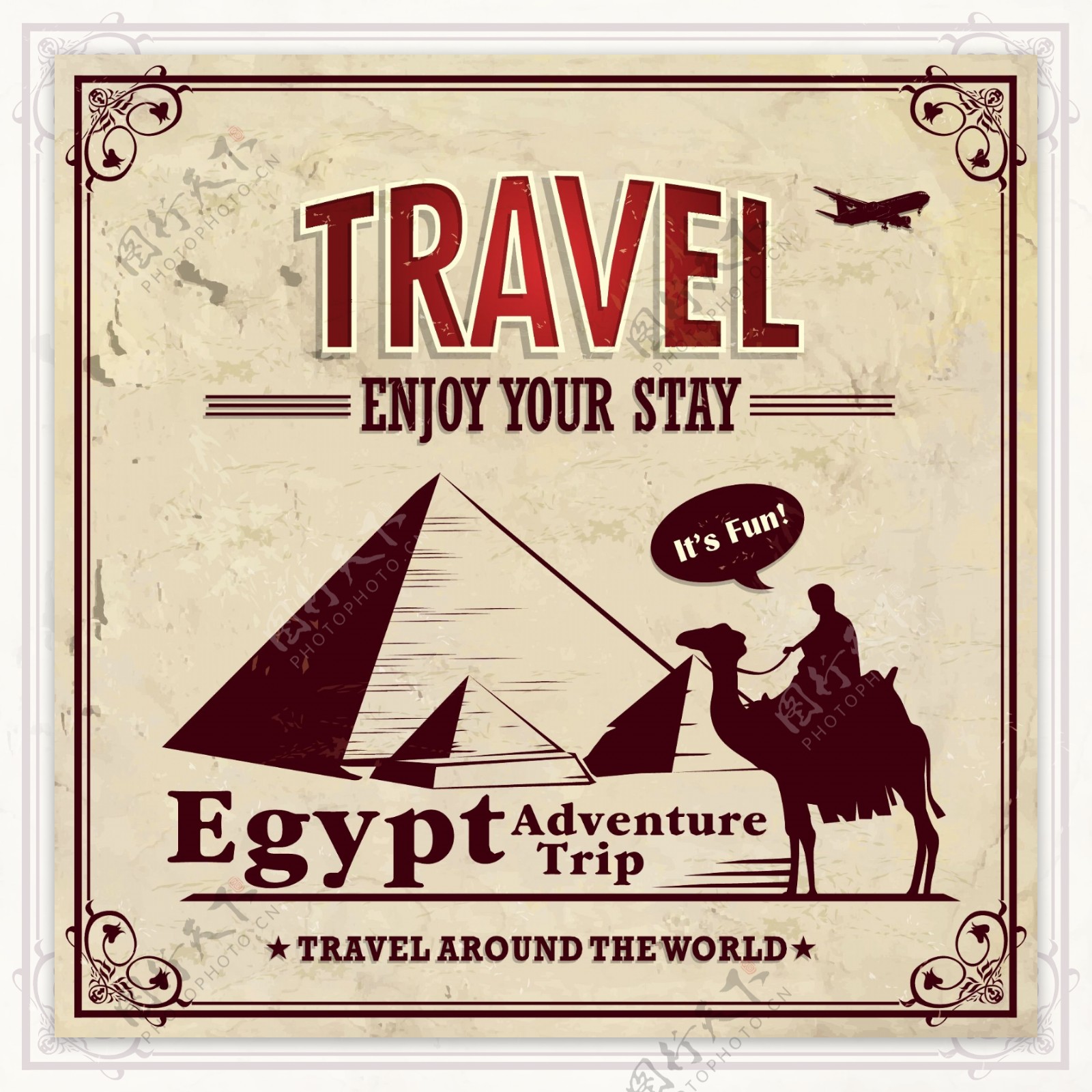 老式的埃及旅游海报矢量素材