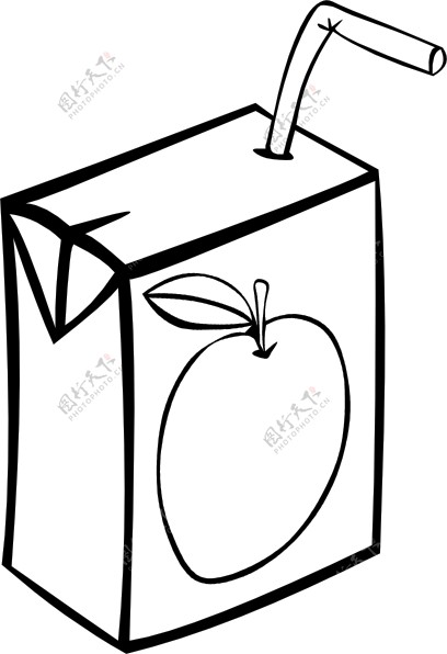 苹果汁盒B和W剪贴画