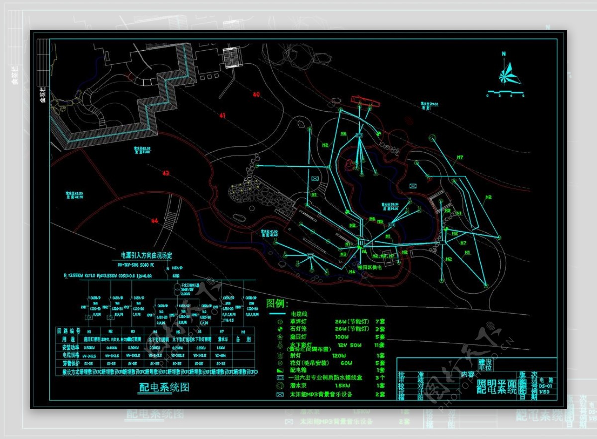 照明平面图cad图纸素材