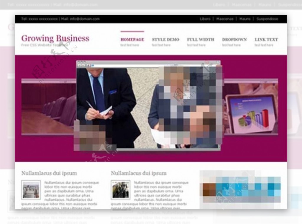 紫色3d幻灯大图商务网站模板