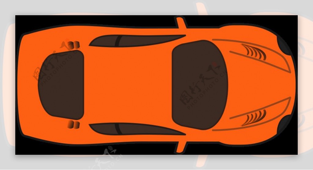 橙色赛车俯视图