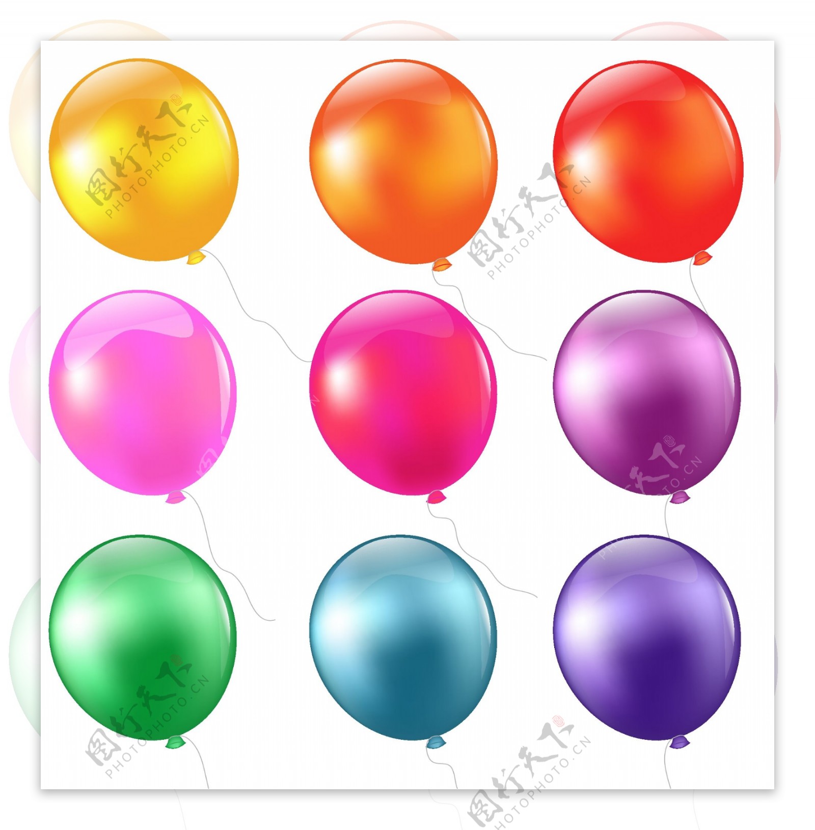 多彩氢气球矢量图AI