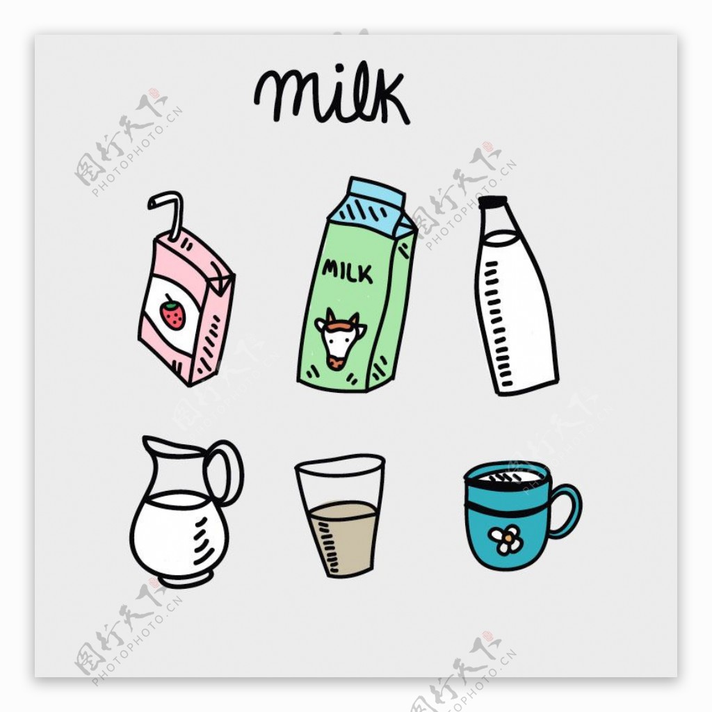 卡通牛奶元素设计矢量素材