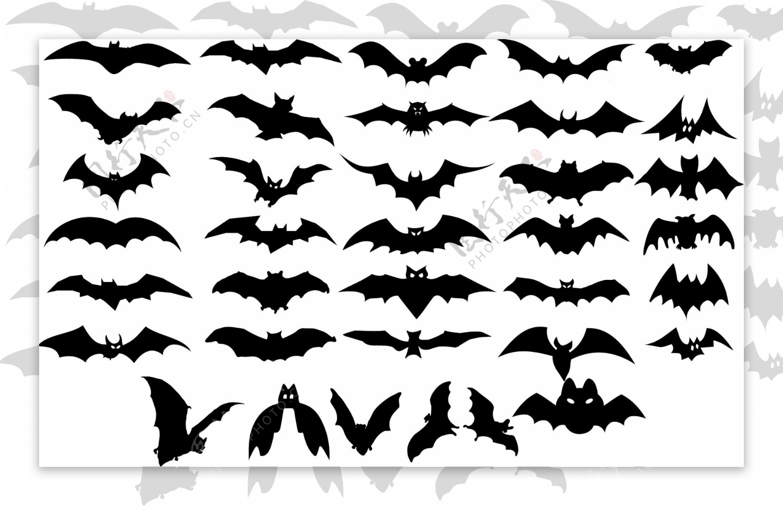 蝙蝠剪影ps的形状矢量文件csh含ai图片素材-编号04746324-图行天下