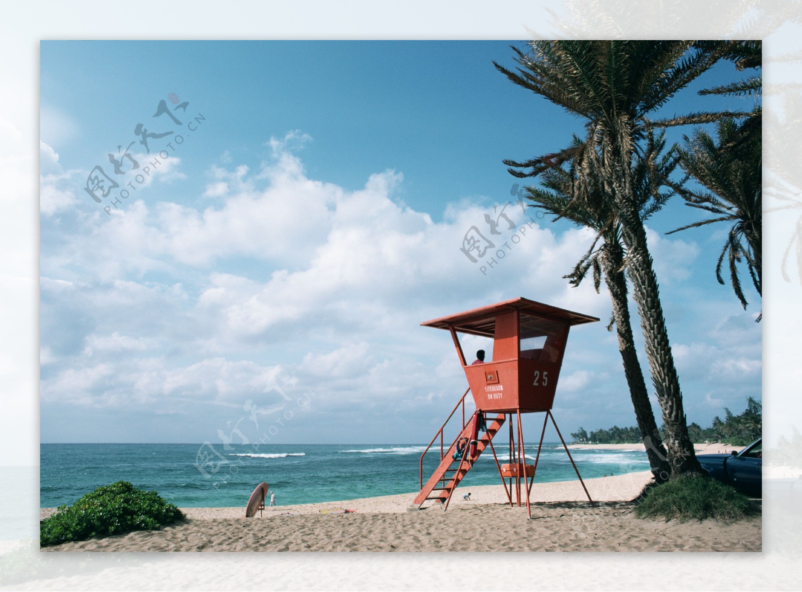 蓝天白云海岛风情旅游观光沙滩风情海边椰树海浪异国风情