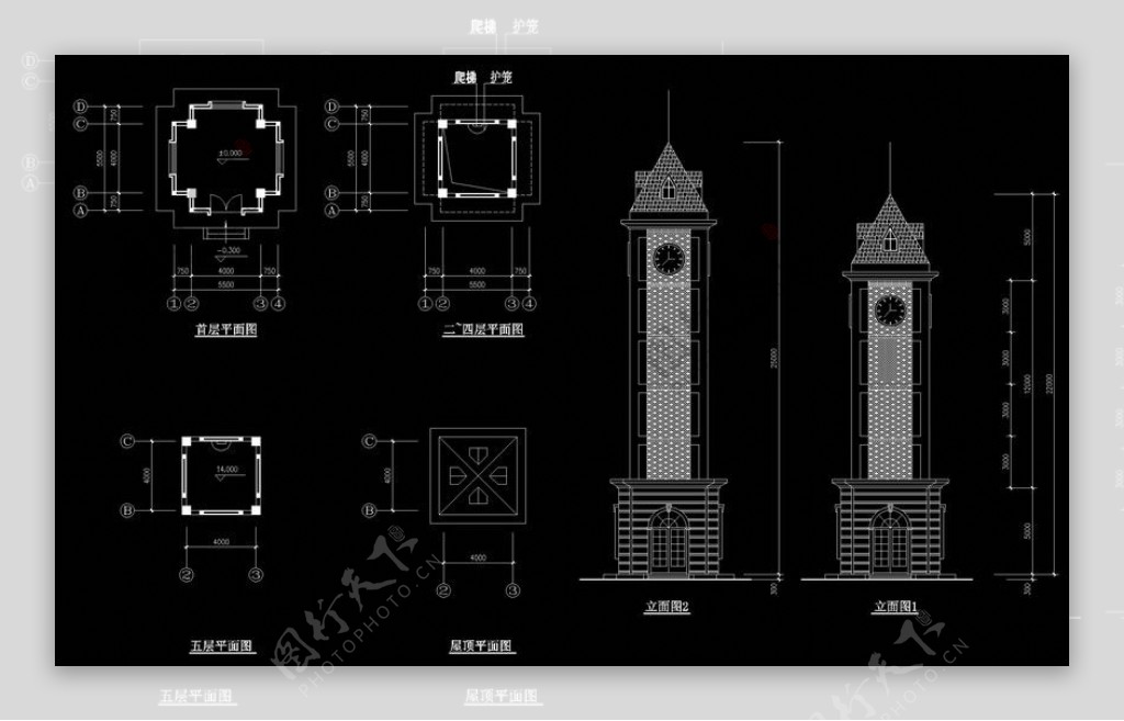 钟楼建筑施工图