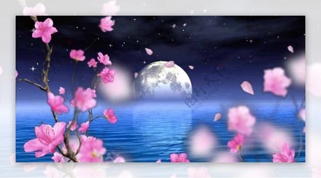 月亮主题动态舞台背景视频素材