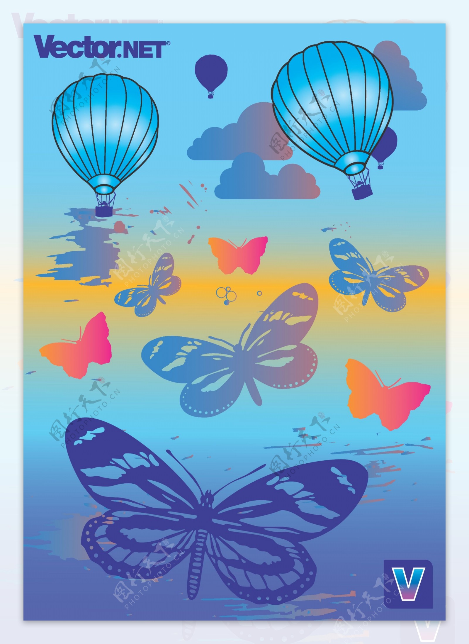 热气球和蝴蝶