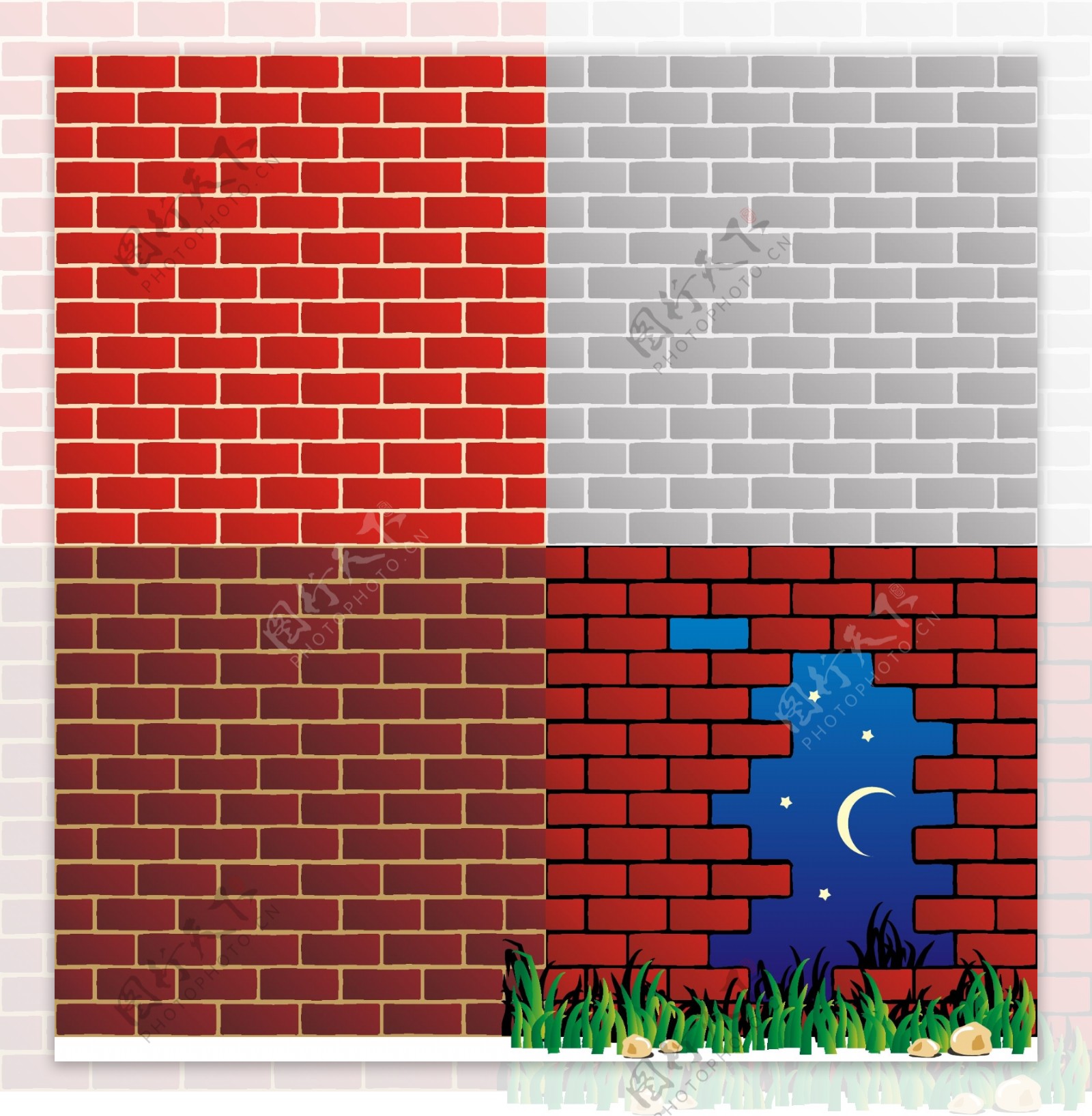 格子和砖墙