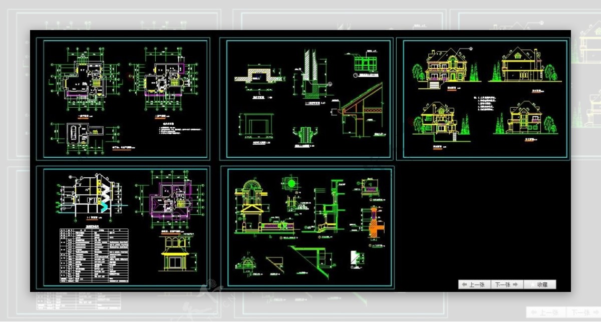 国外原野式多层别墅整套建筑cad施工