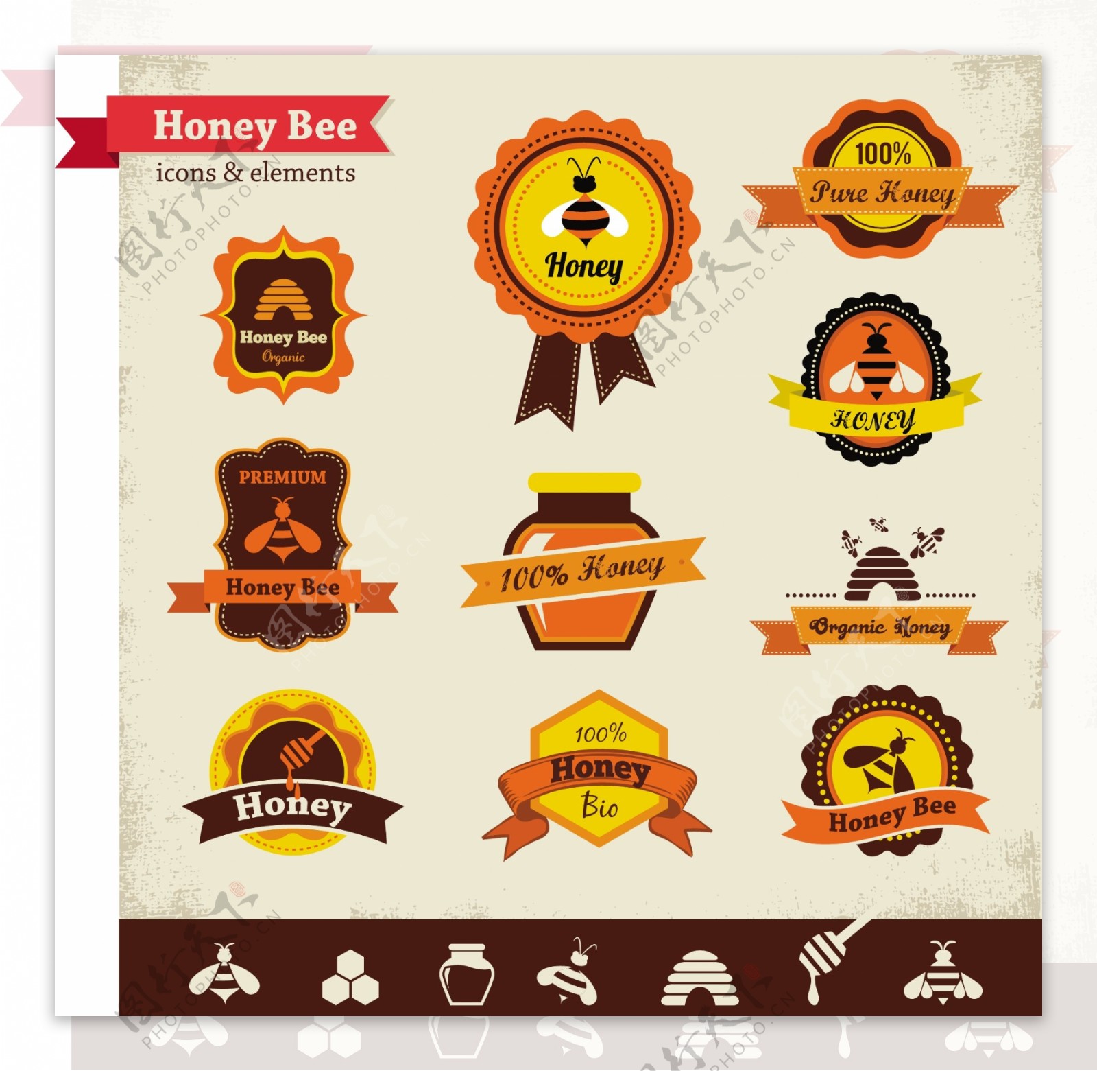 蜂蜜背景素材标签