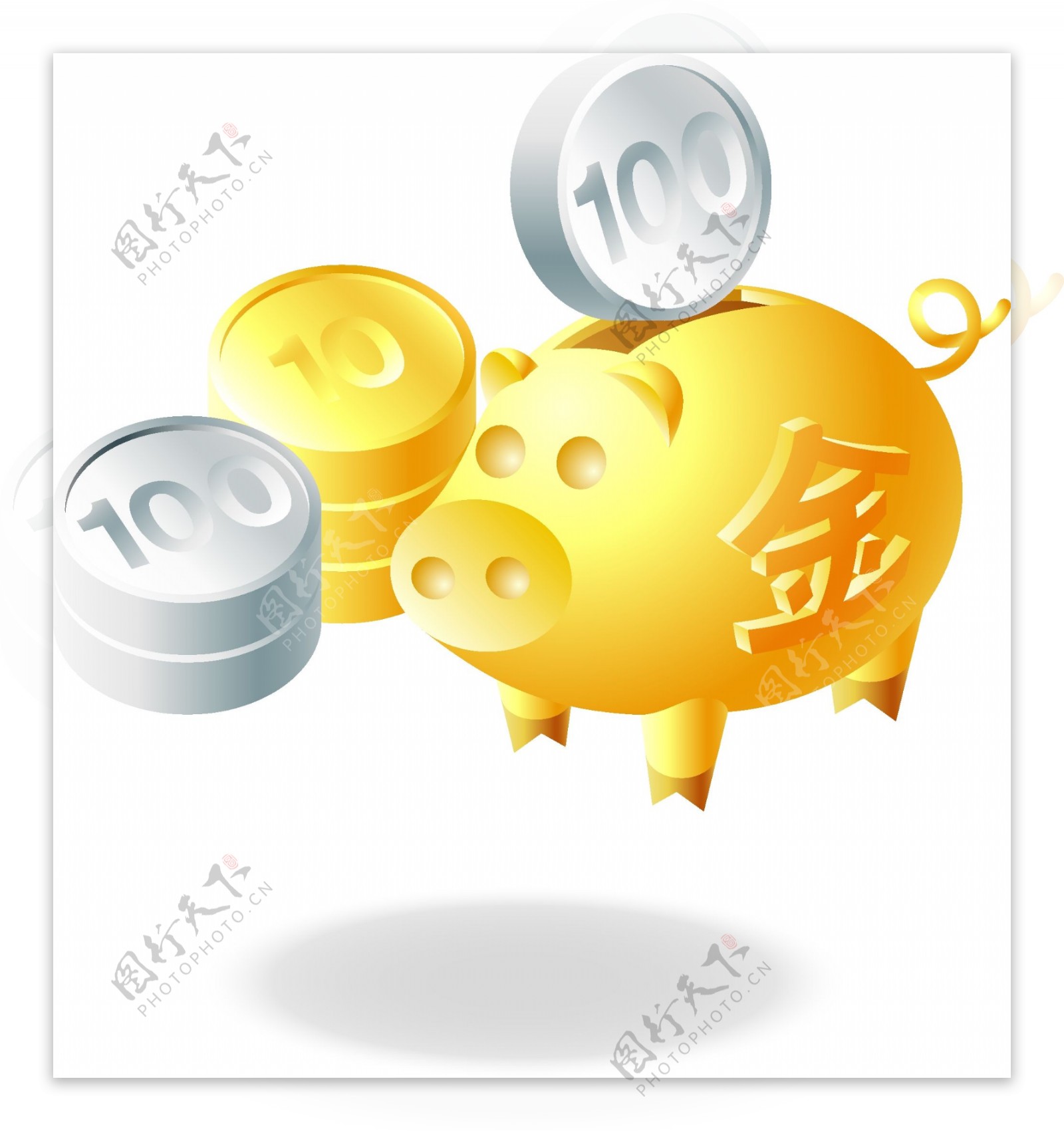 韩国金猪存钱罐矢量图