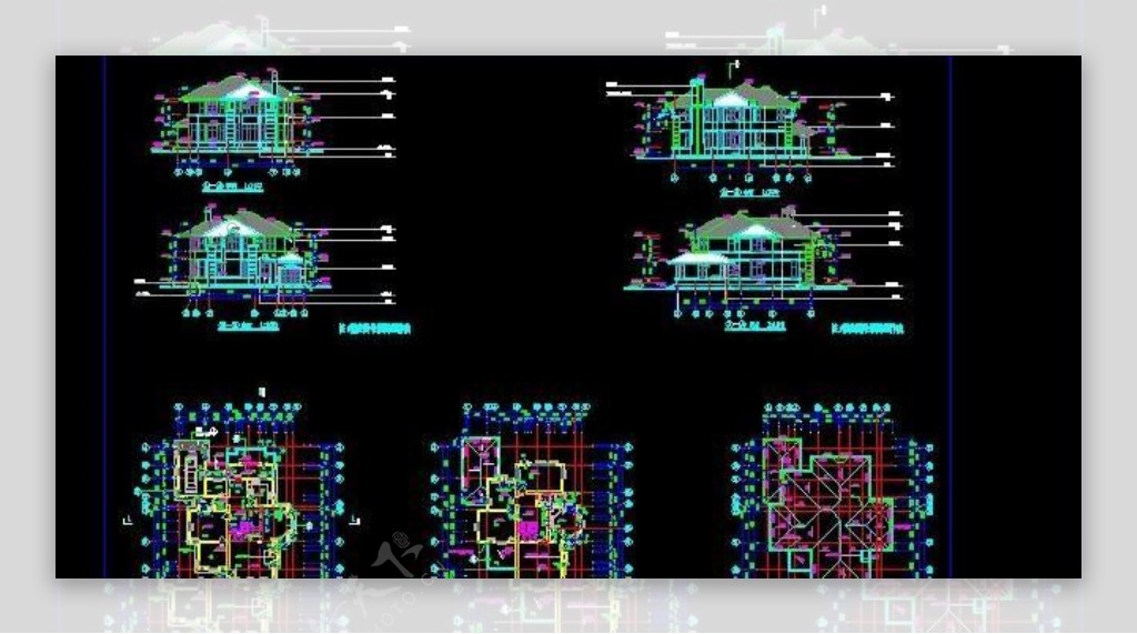 二层简易型带车库别墅设计图15x18