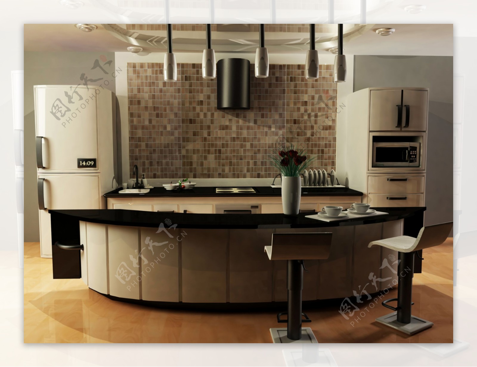 厨房3D渲染图