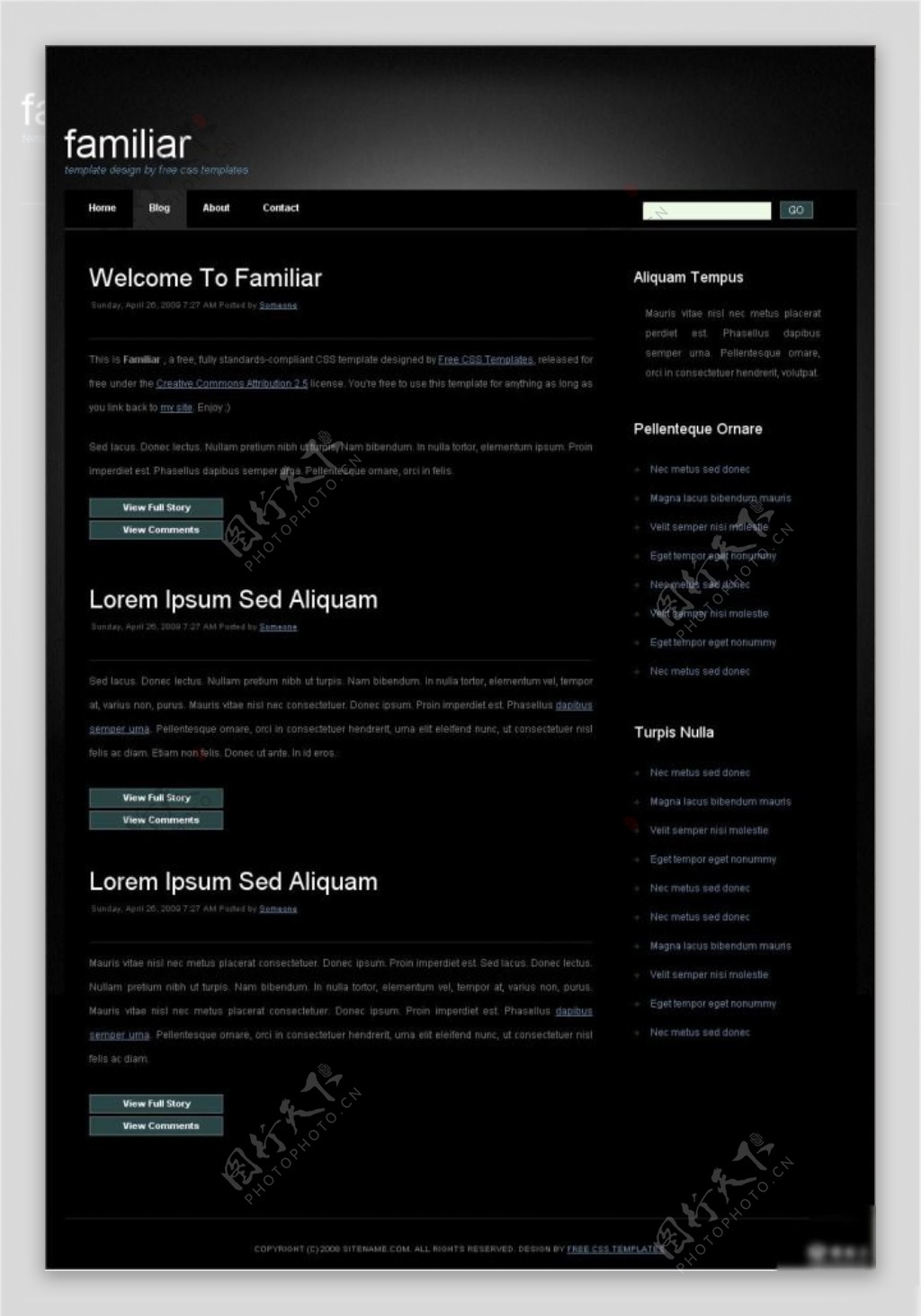 黑色网页模板设计