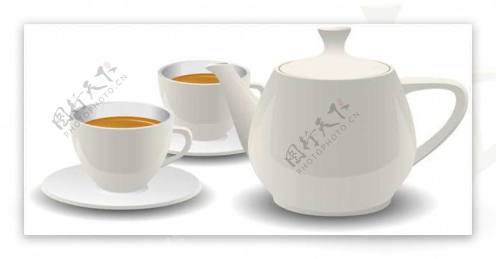 精美白白瓷茶具素材