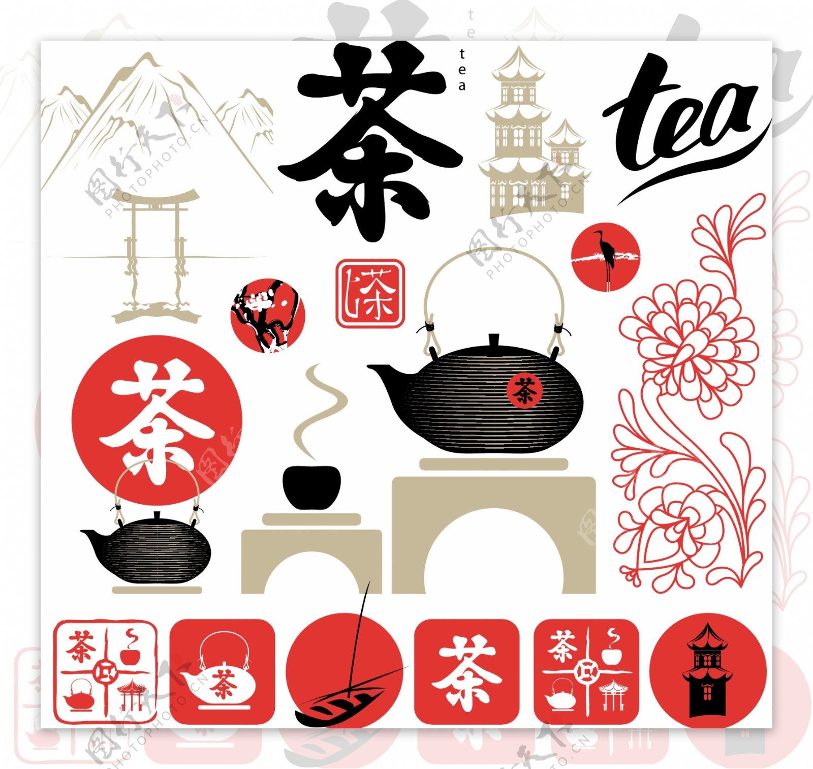 茶文化茶道矢量素材图片