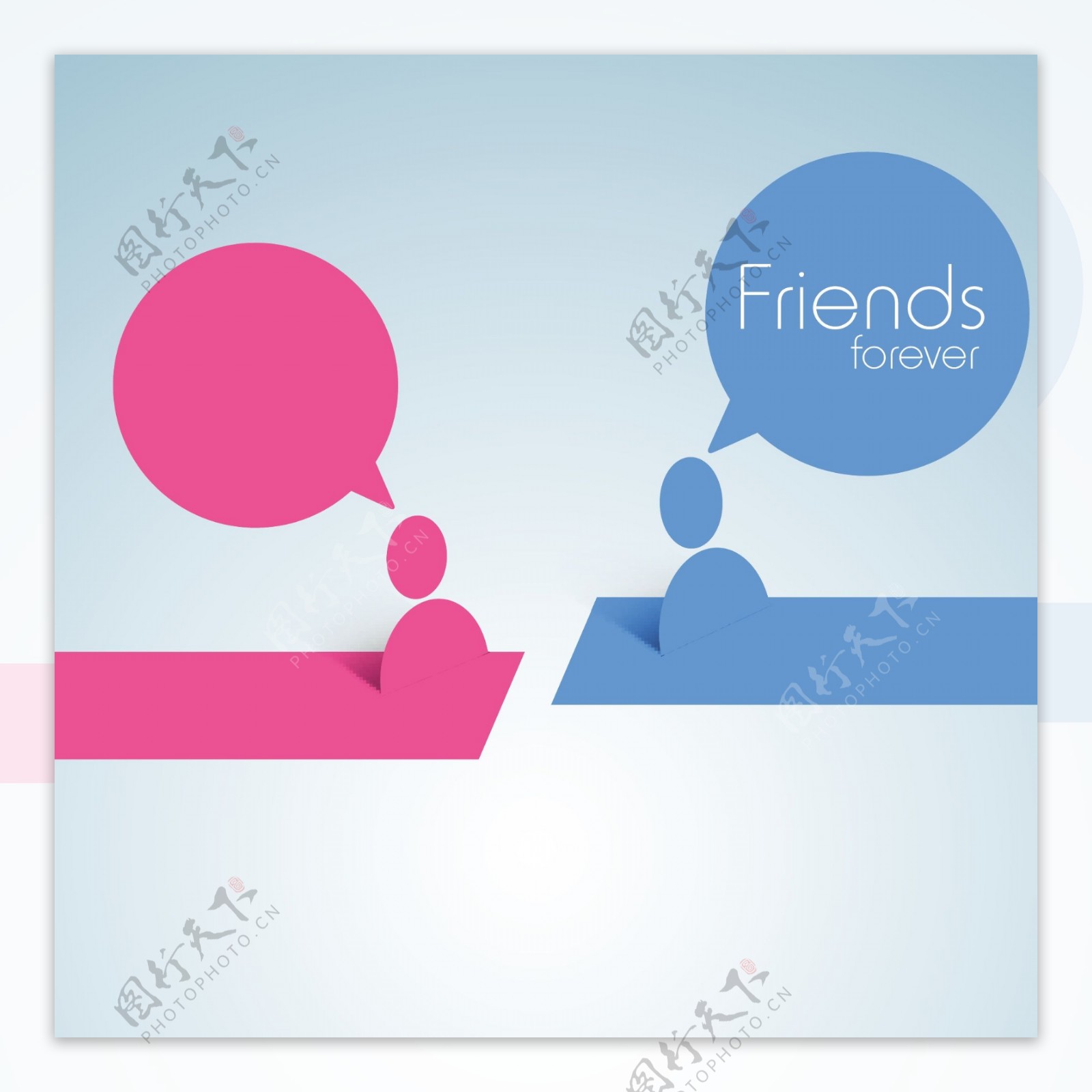 情人节快乐的概念与用户的图标和蓝色背景上的泡泡