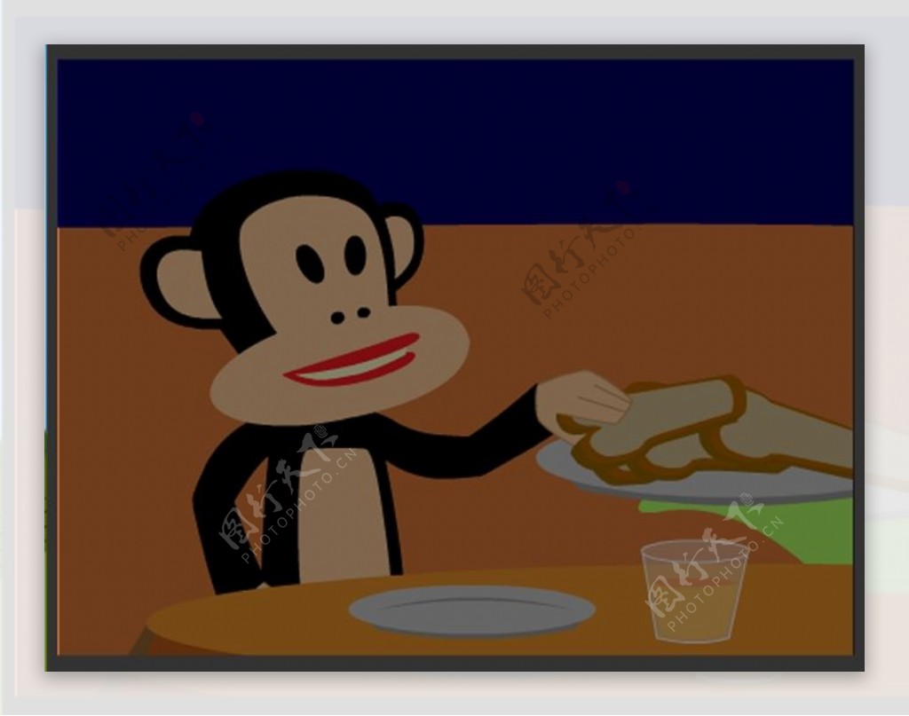 位图动物猴子盘子果汁免费素材