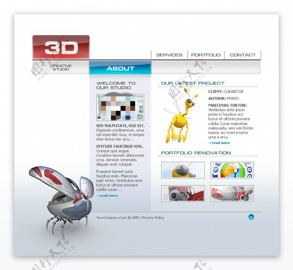 3D科技网站psd模板
