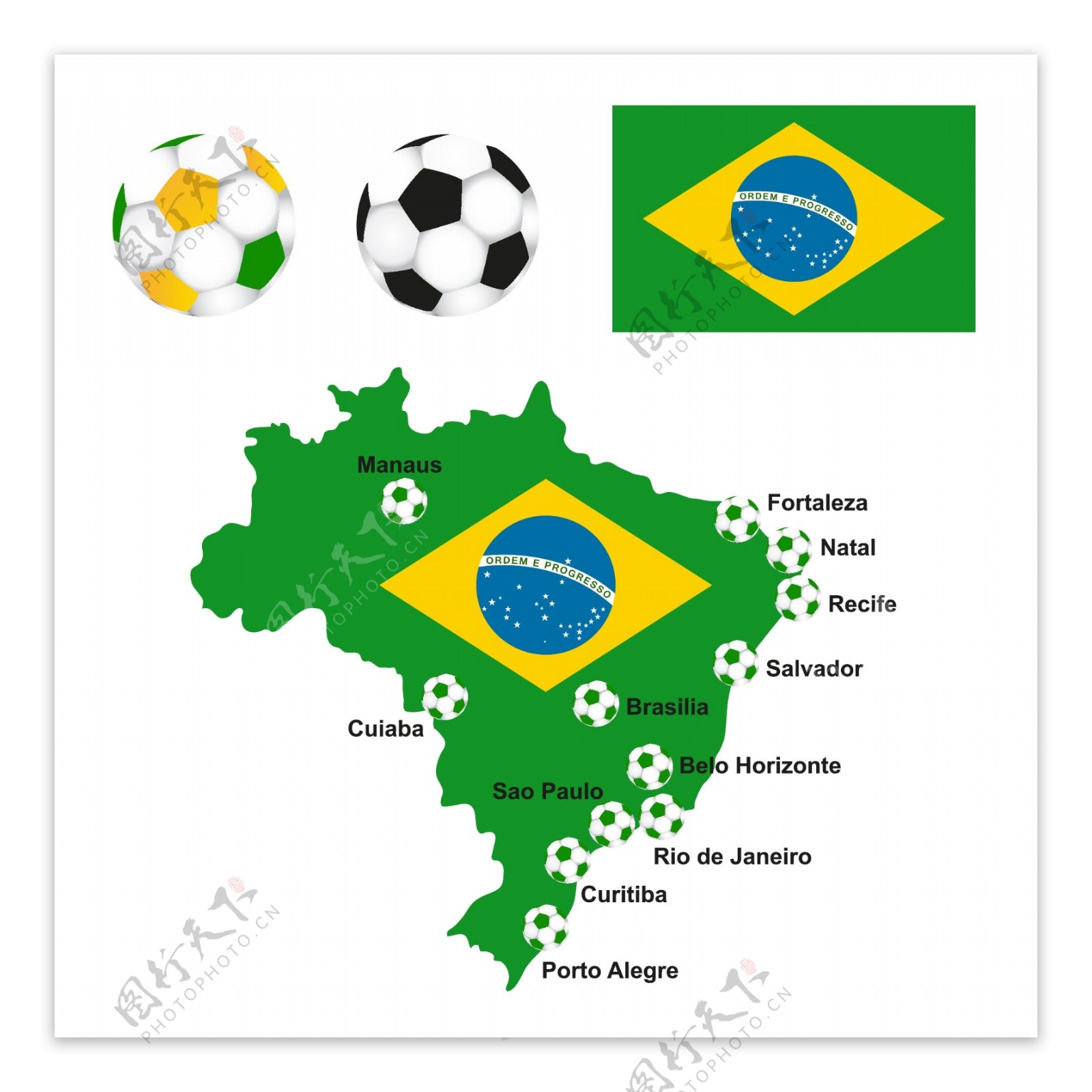 巴西足球地图矢量
