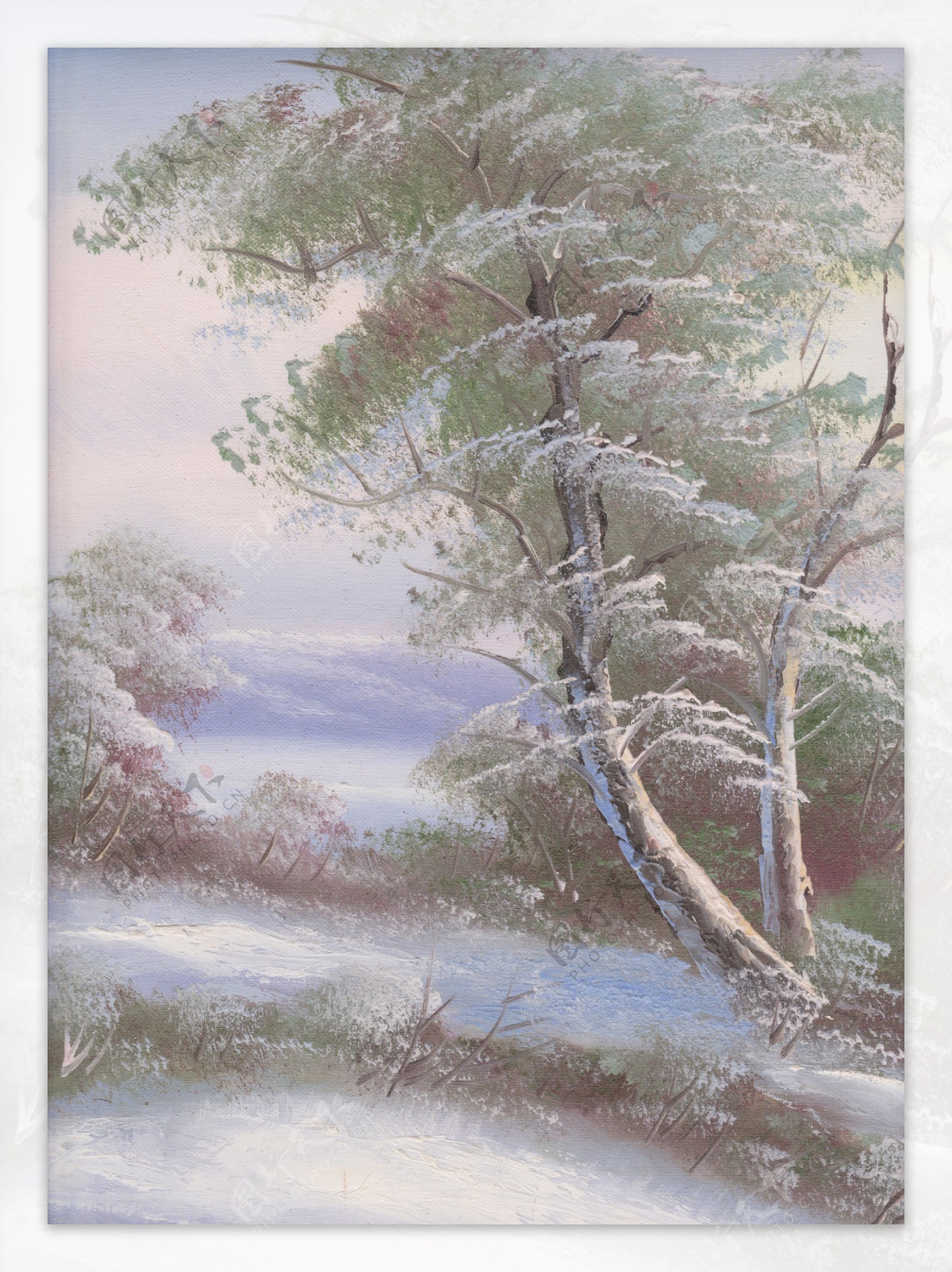 雪景油画图片
