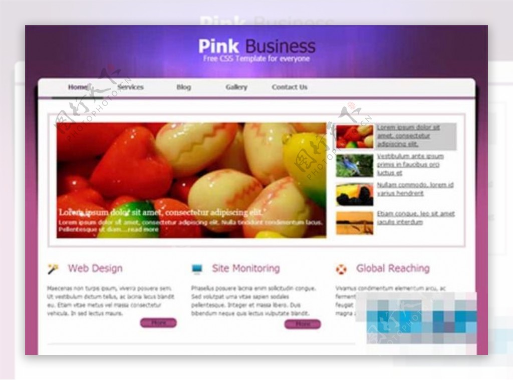 粉红色简洁的商业网站模板