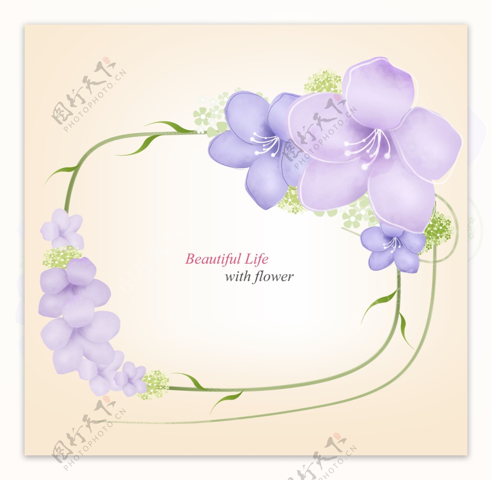 高贵淡紫色花朵边框