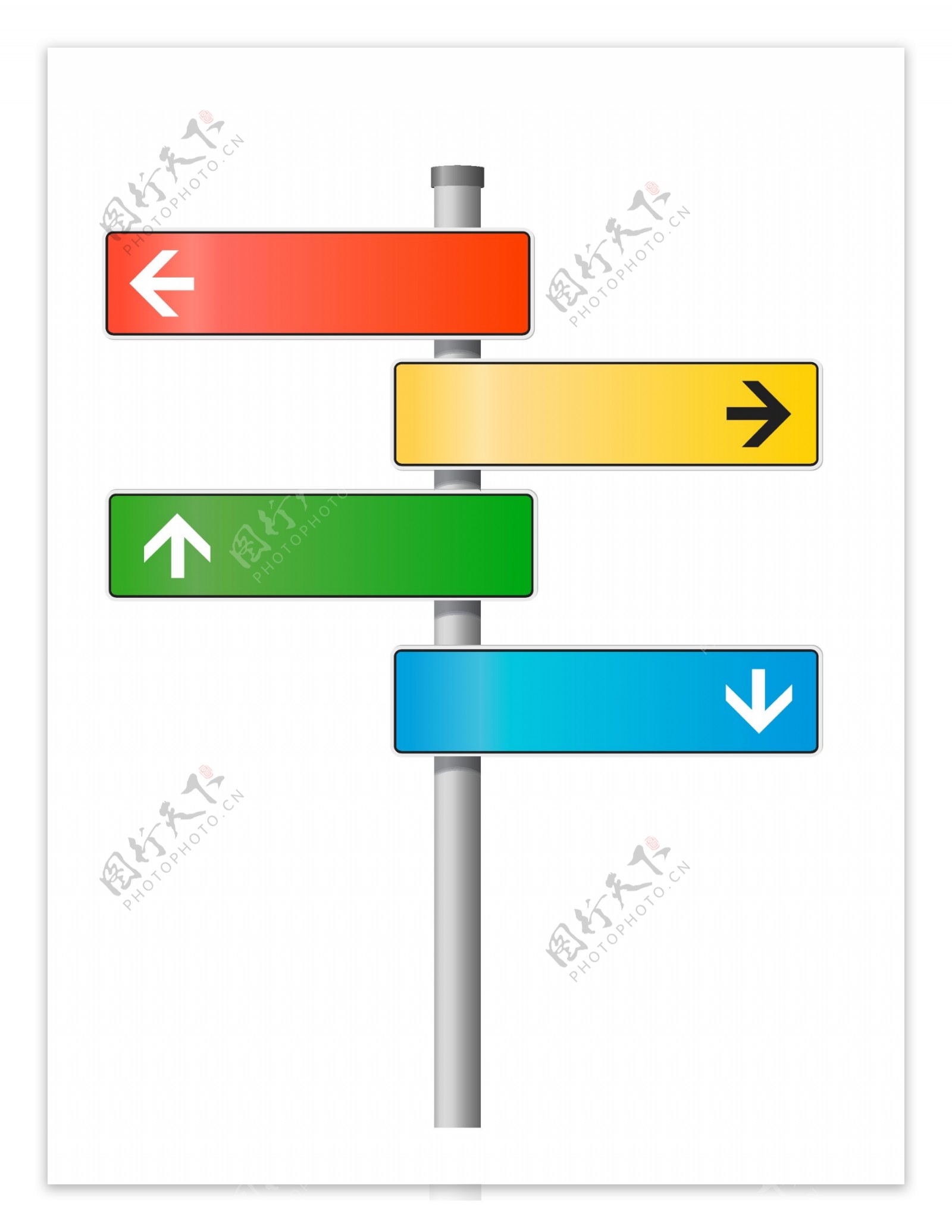 矢量彩色箭头指路牌素材设计