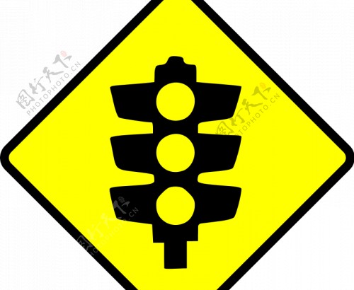 交通灯警示标志矢量图像