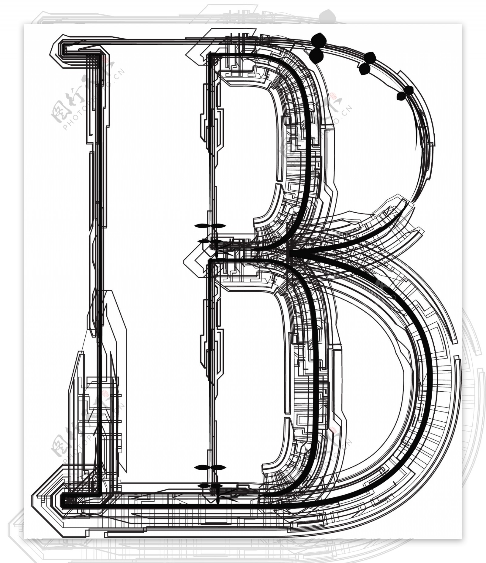 技术字体字母B