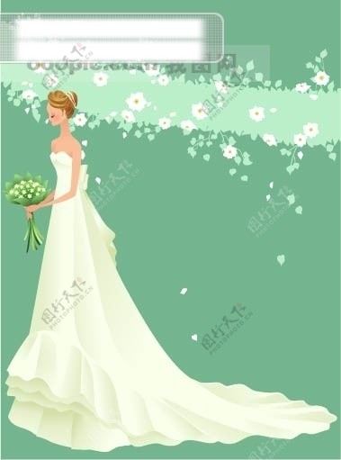 40P之37卡通系列唯美漂亮的婚纱新娘矢量素材sxzj
