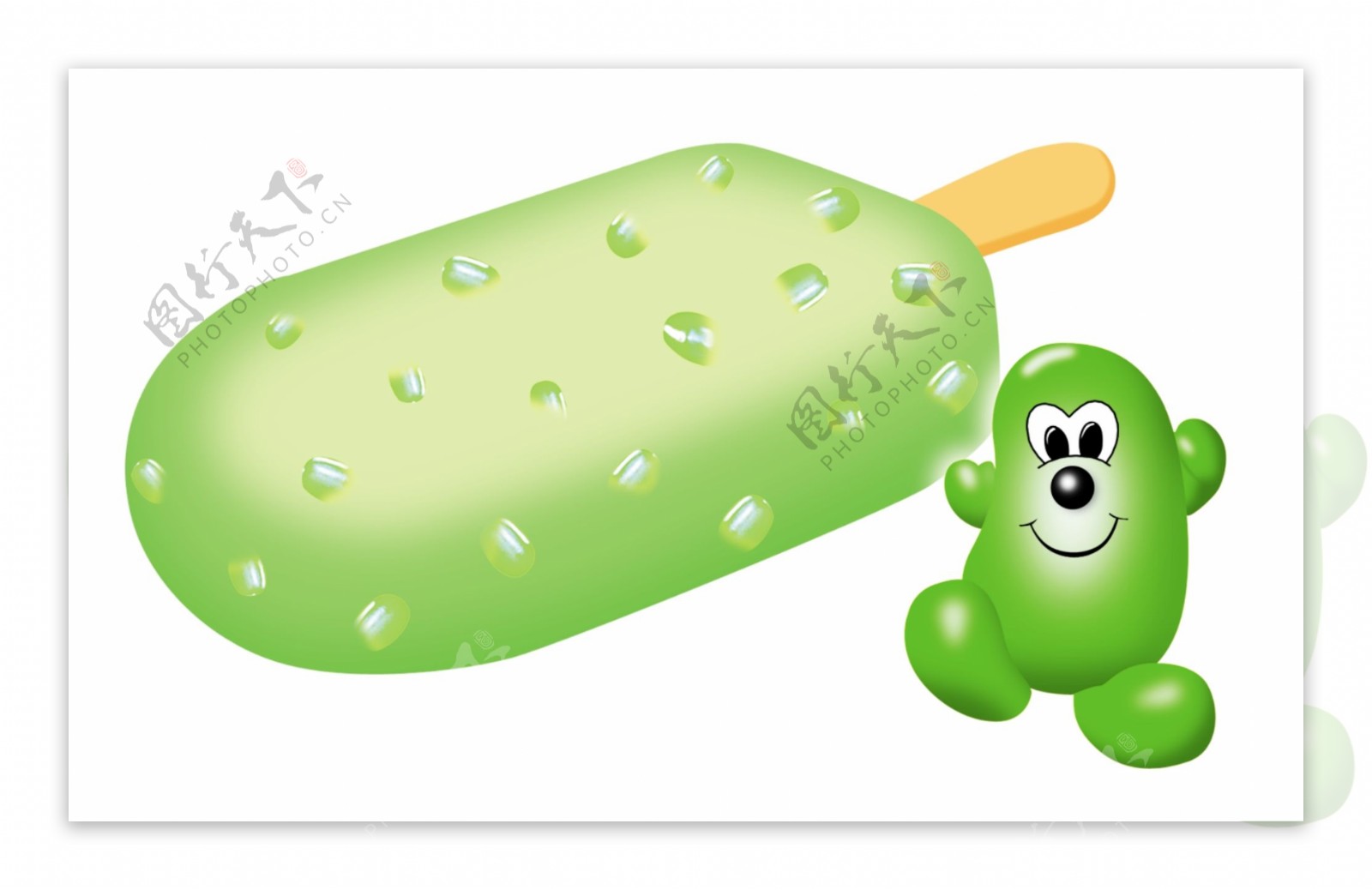 绿豆雪条卡通豆卡通豆雪糕冰淇淋图片