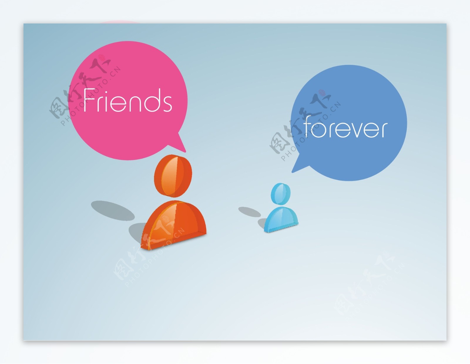 快乐友谊日背景有光泽的图标在seppech泡沫的人