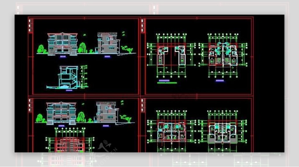 三层双拼经济实用型别墅设计图15x11