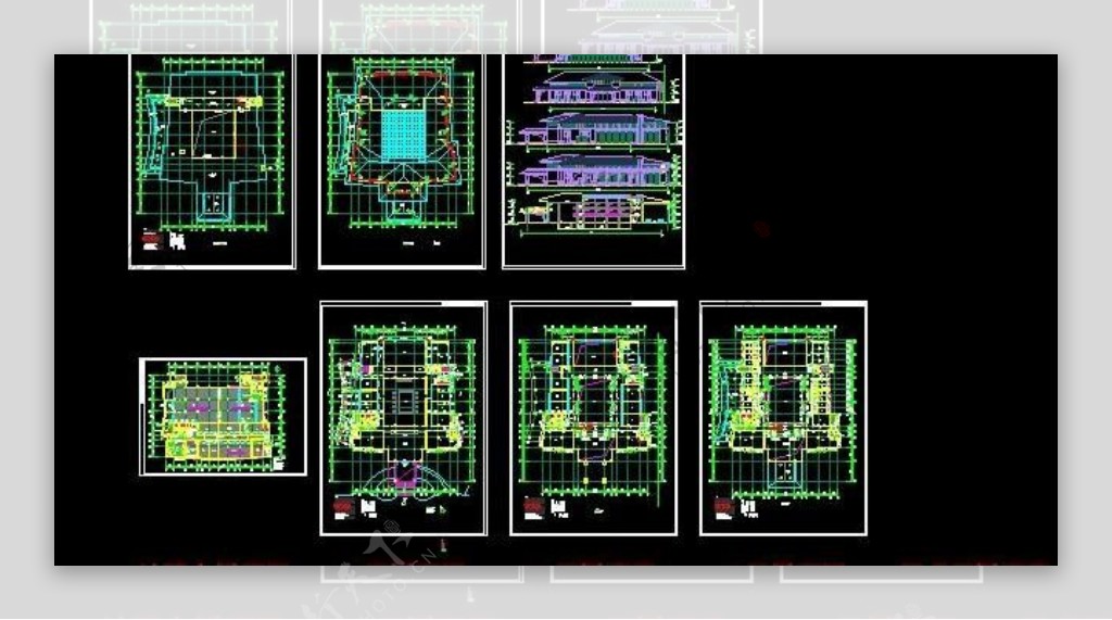 三层商业会所框架结构建筑施工图