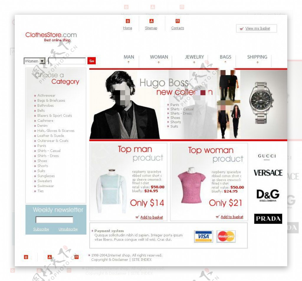 服装销售商城网站psd模板