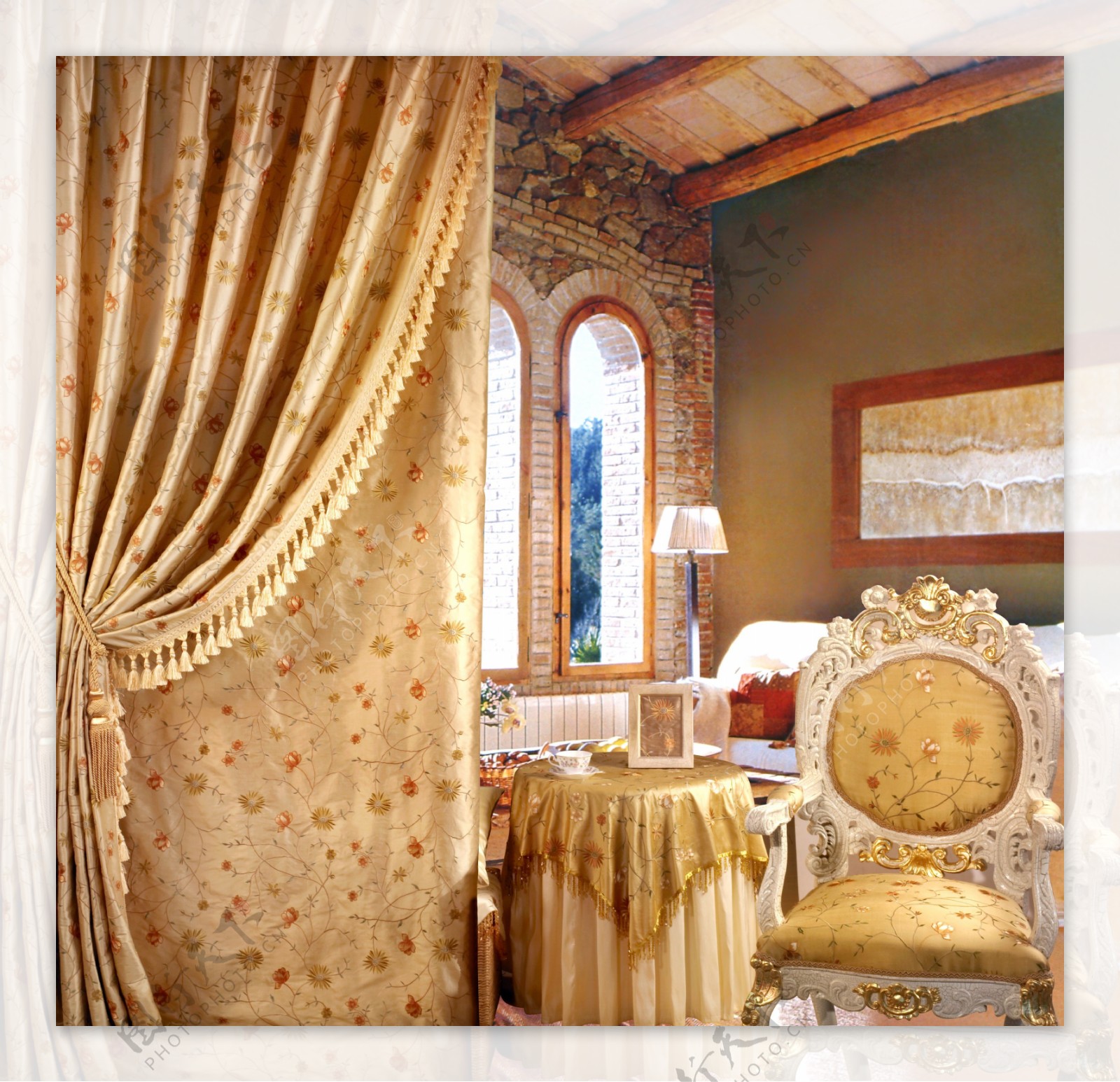 家居生活窗帘床上用品室内豪华舒适休闲时尚经典家具墙纸花纹沙发配饰装潢