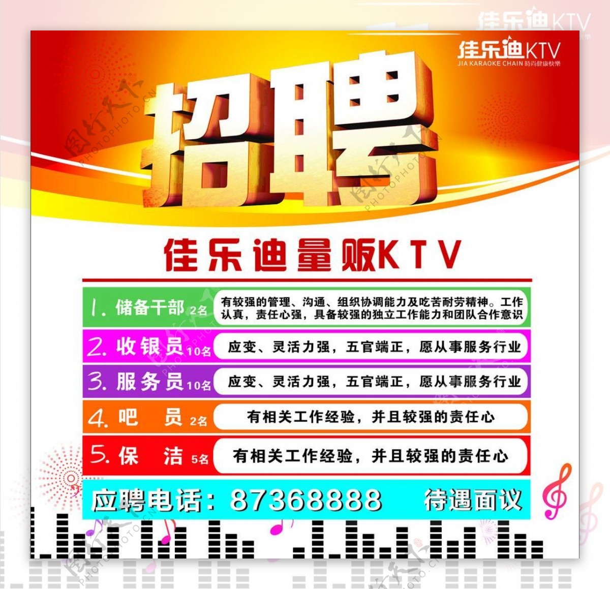 ktv招聘广告海报图片