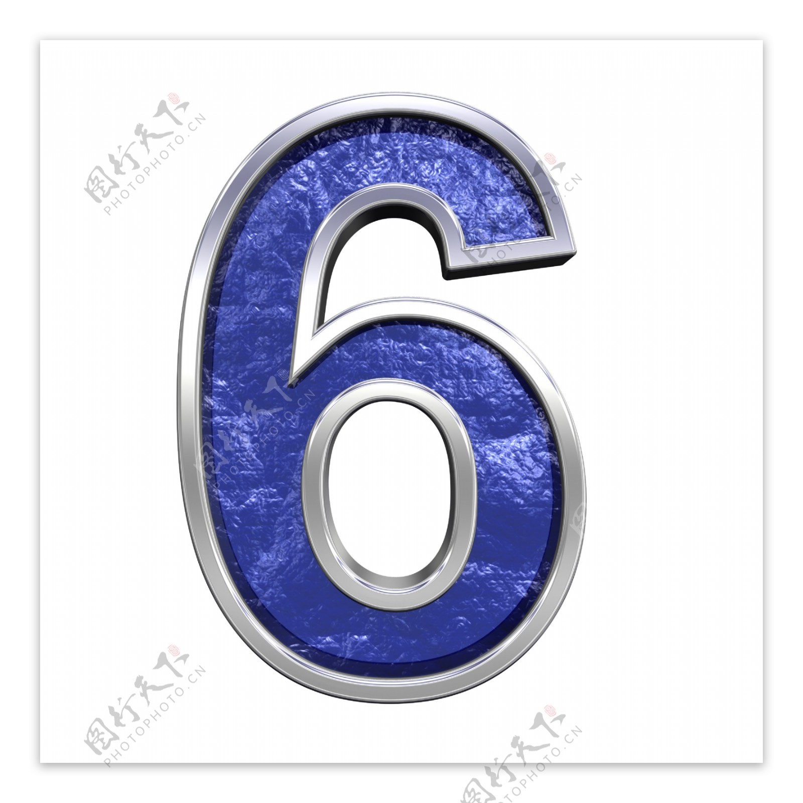 从蓝色玻璃铸造字母集的一个数字