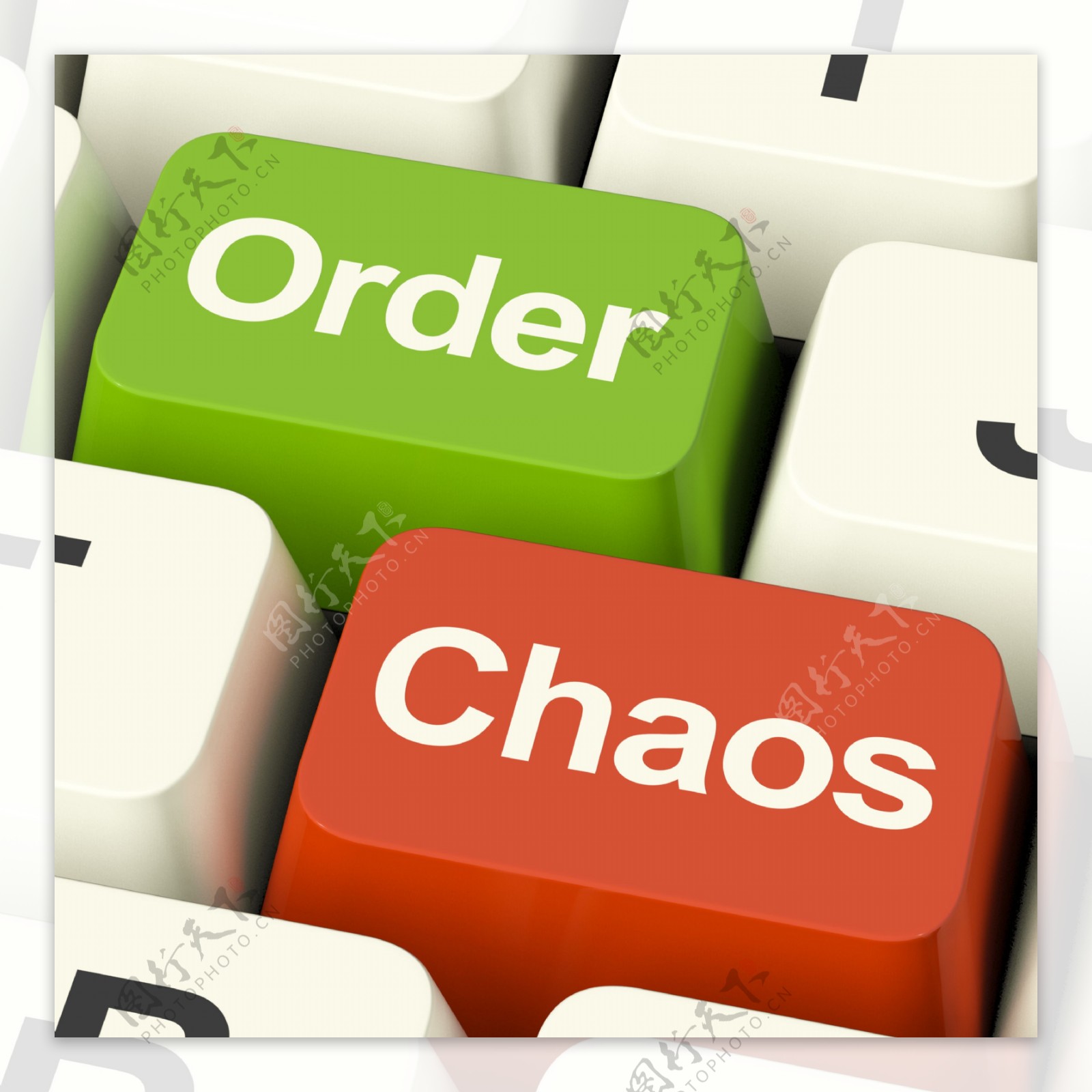 秩序和混沌键显示任何有组织的或无组织的